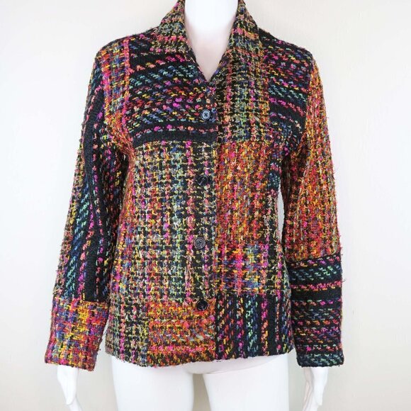 Chicos Boucle Tweed Multicolored Button up Blazer - Picture 1 of 4